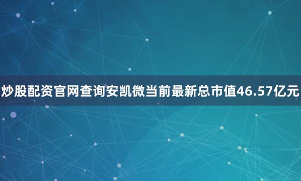 炒股配资官网查询安凯微当前最新总市值46.57亿元